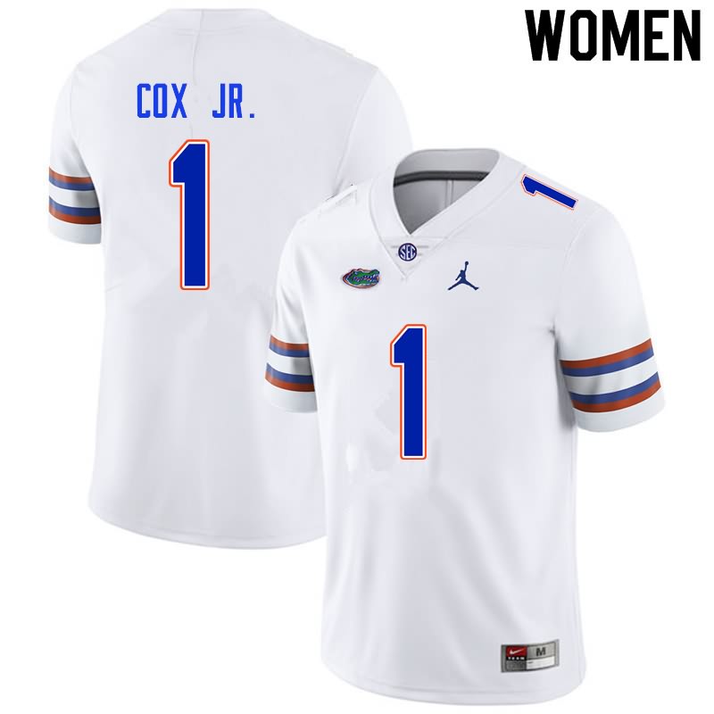 Women's NCAA Florida Gators Brenton Cox Jr. #1 Stitched Authentic Nike White College Football Jersey BKH1865FP